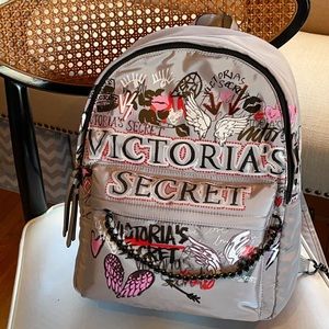 Victoria Secret grey Graffiti backpack